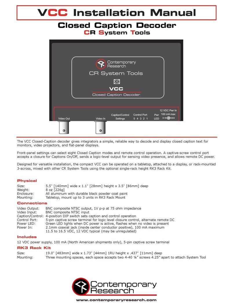 Contemporary Research VCC installation manual