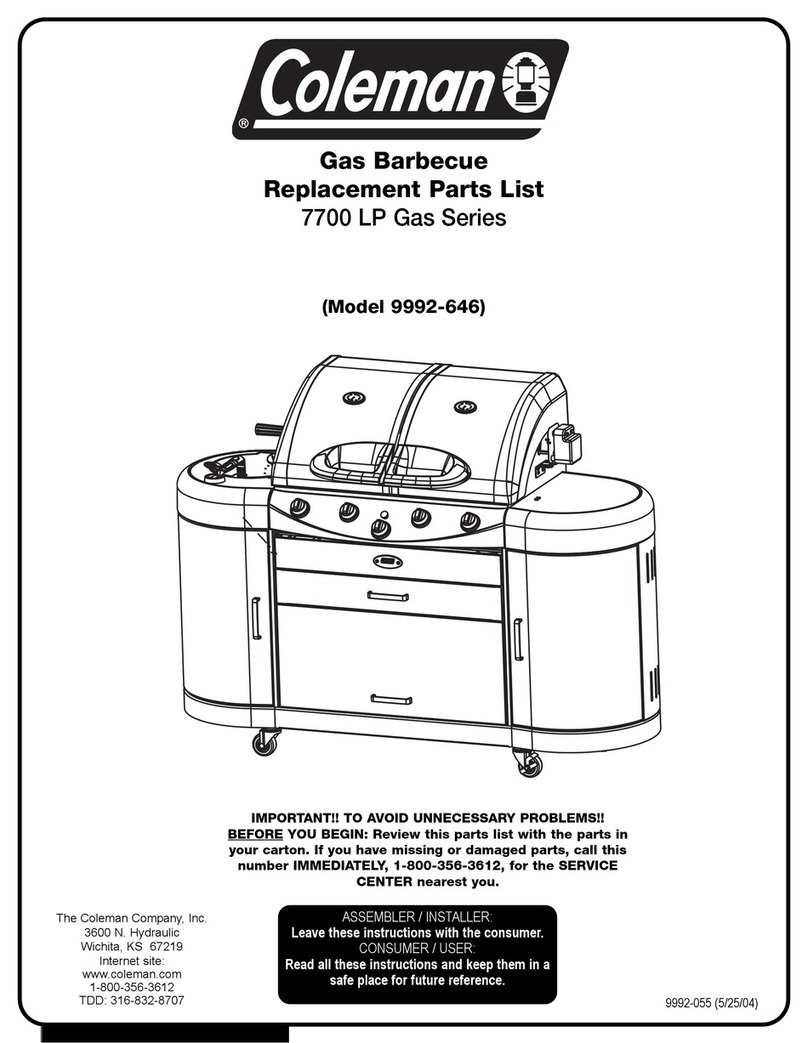 Coleman 9992-646 Replacement parts list
