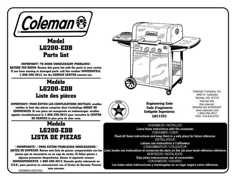 Coleman 2000 Series LG200-EDB User manual