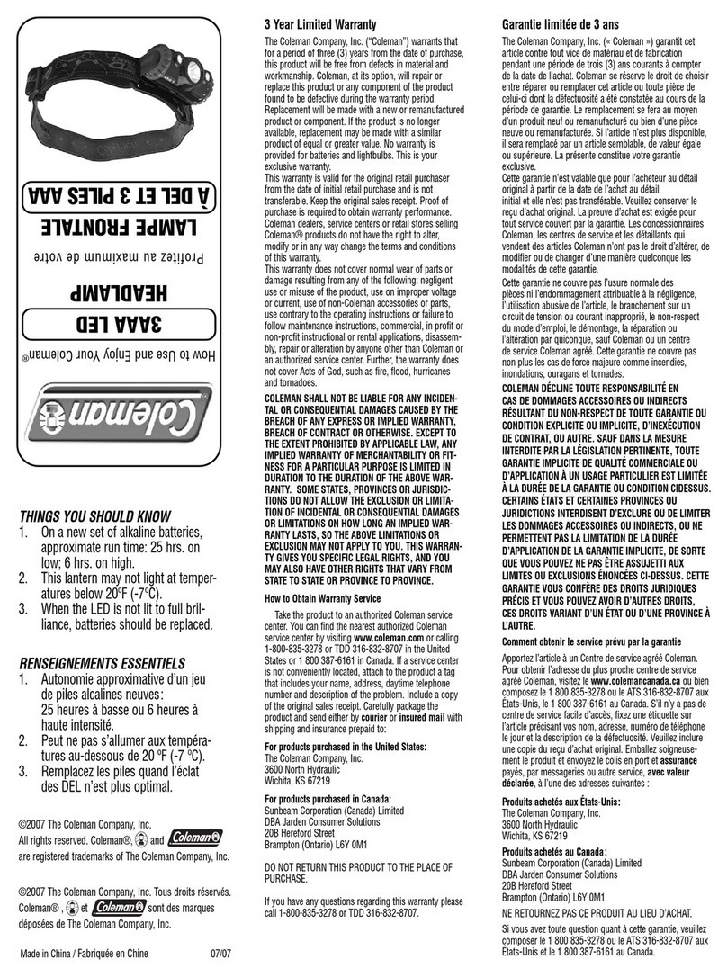 Coleman 4343-704 User manual