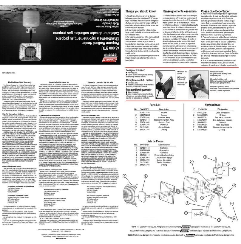 Coleman 5045B751 Instructions for use