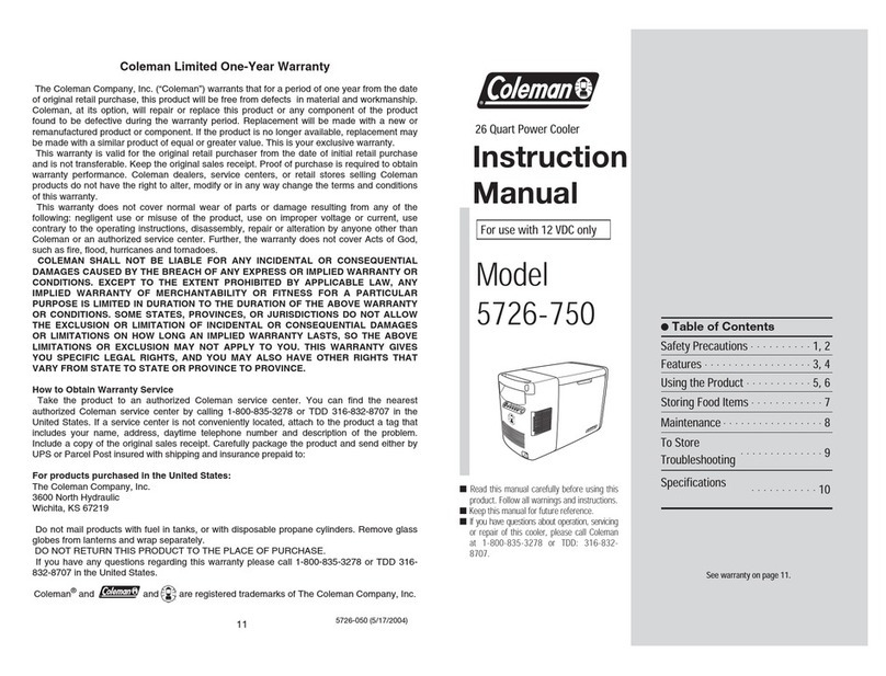 Coleman 5726-750 User manual