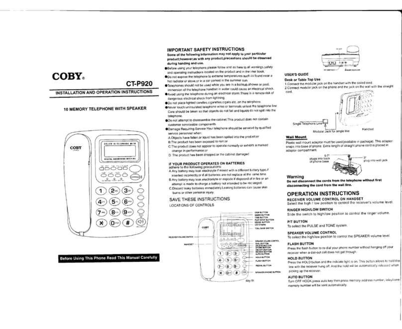 Coby CT-P920 User manual