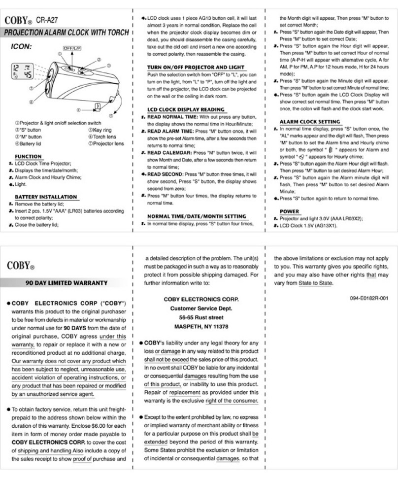 Coby CR-A27 User manual