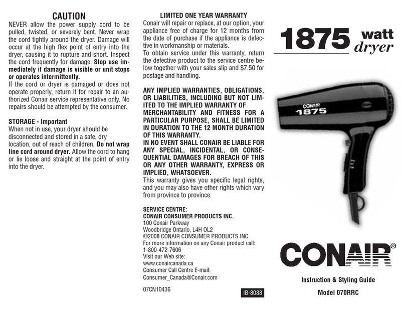 Conair 070RRC Instruction & styling guide