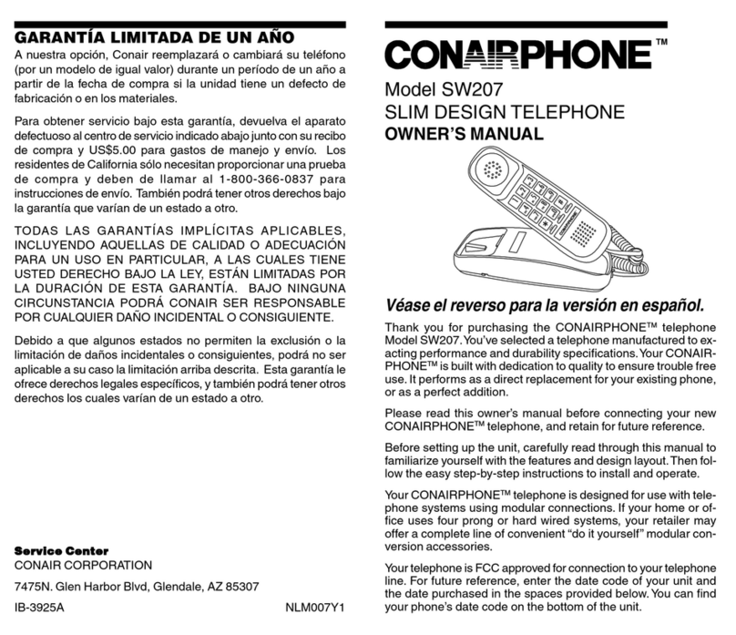Conairphone SW207 User manual