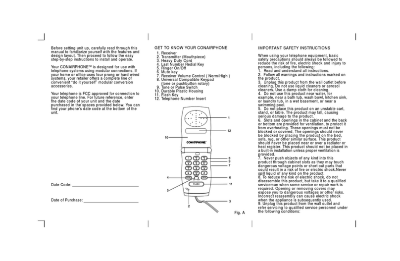 Conairphone SW112 owner's manual