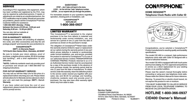 Conairphone CID400 User manual