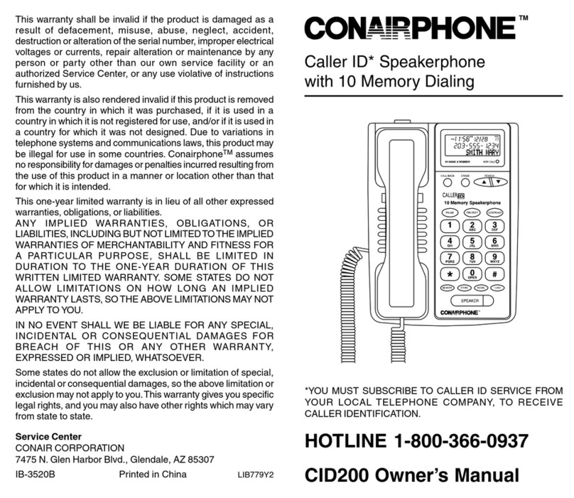 Conairphone CID200 owner's manual