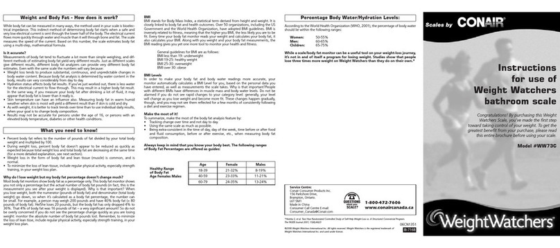 Conair Weight Watchers WW73C User manual