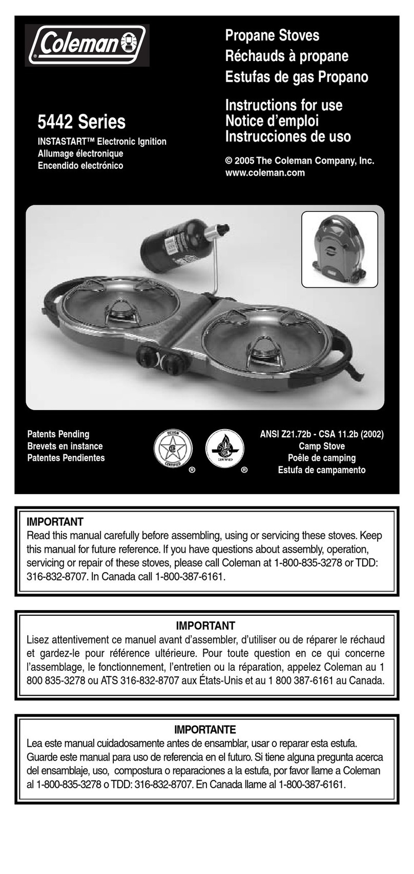 Coleman 5442-A50 Instructions for use