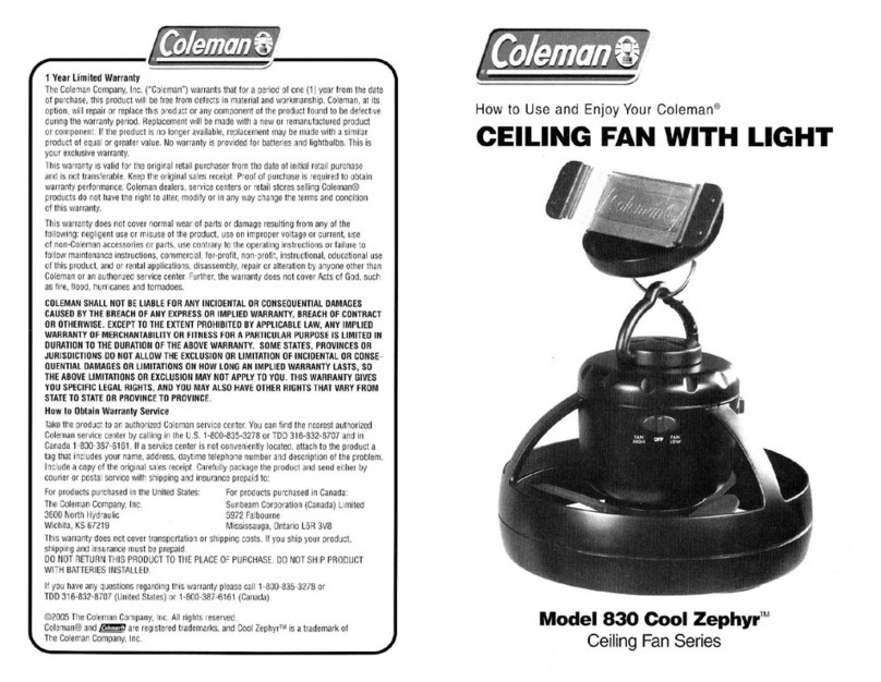 Coleman 830A550 user guide