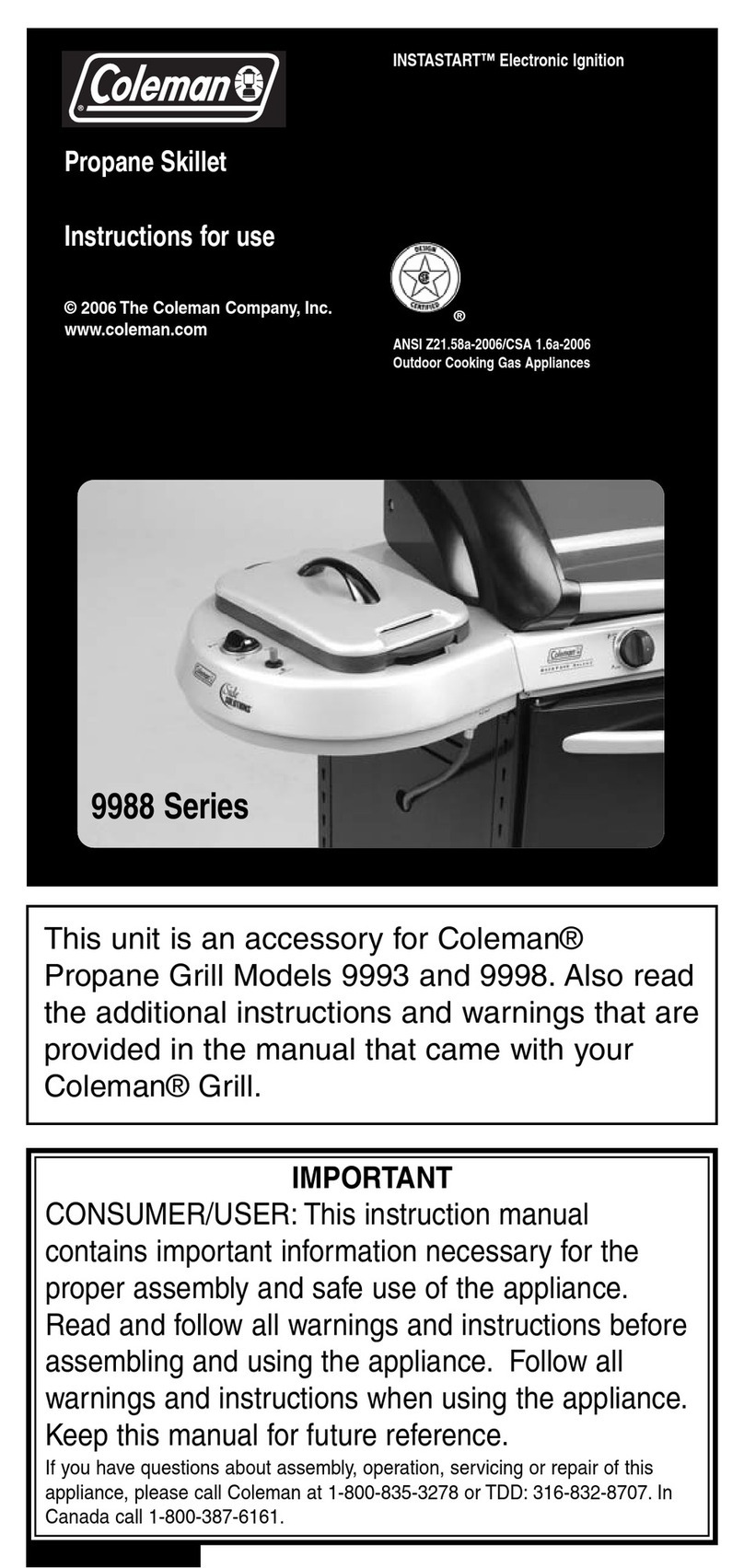 Coleman 9988-A41 Instructions for use