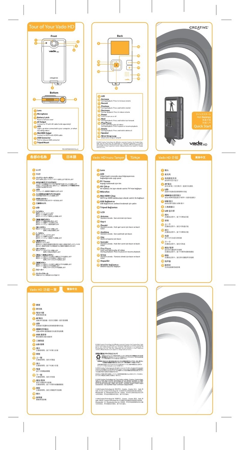 Creative Vado HD 2nd Gen User manual