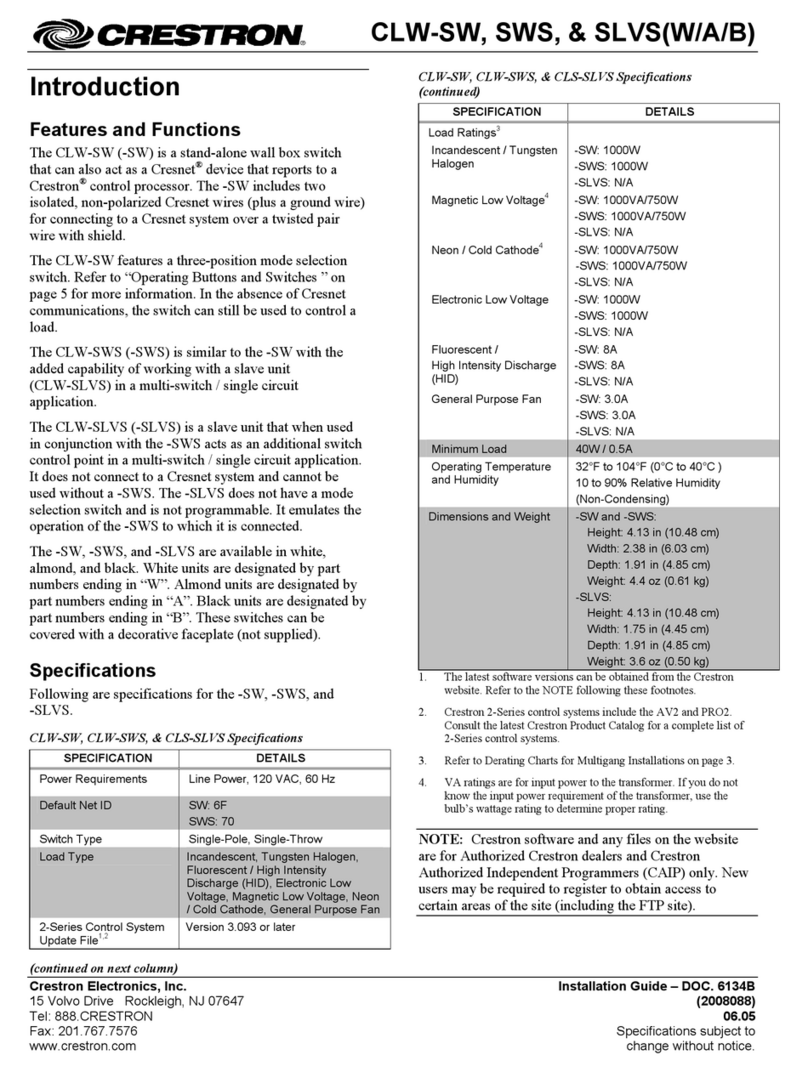 Crestron CLW-SLVS user guide