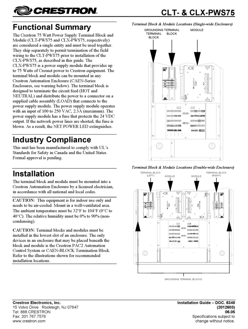 Crestron CLT-PWS75 installation guide