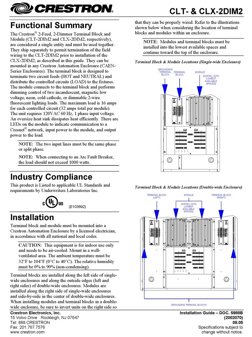 Crestron CLT-2DIM2 User manual