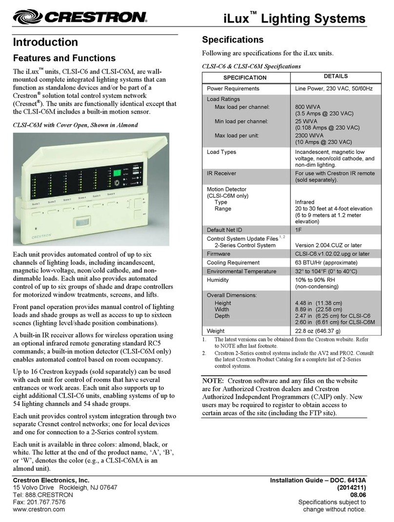 Crestron iLux CLSI-C6 User manual