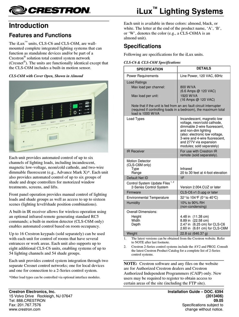 Crestron iLux CLS-C6 user guide