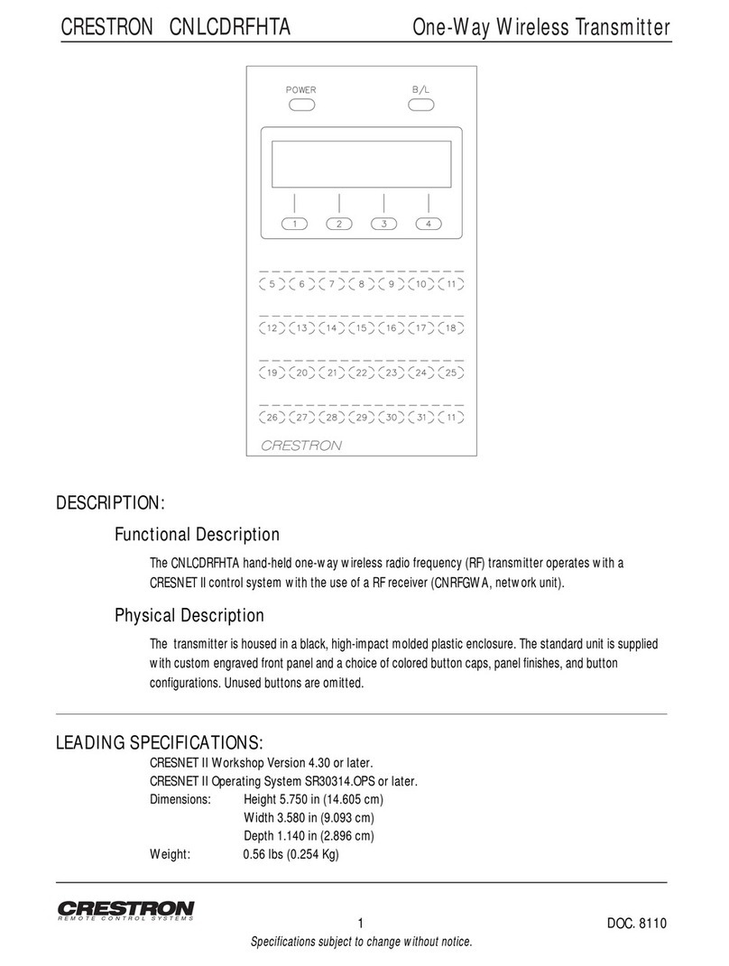 Crestron CNLCDRFHT-A User manual
