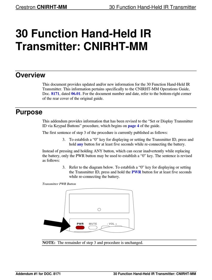 Crestron CNIRHT-MM Technical manual Crestron CNIRHT-MM Technical manual