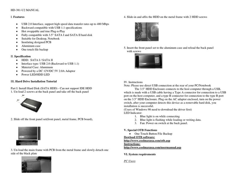 Coolmax HD-381BK-U2 User manual