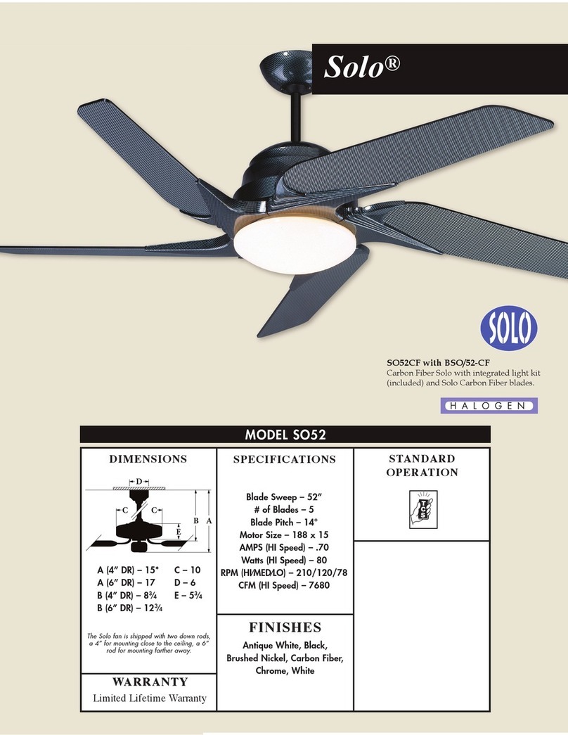 Craftmade Solo SO52 Specifications Craftmade Solo SO52 Specifications