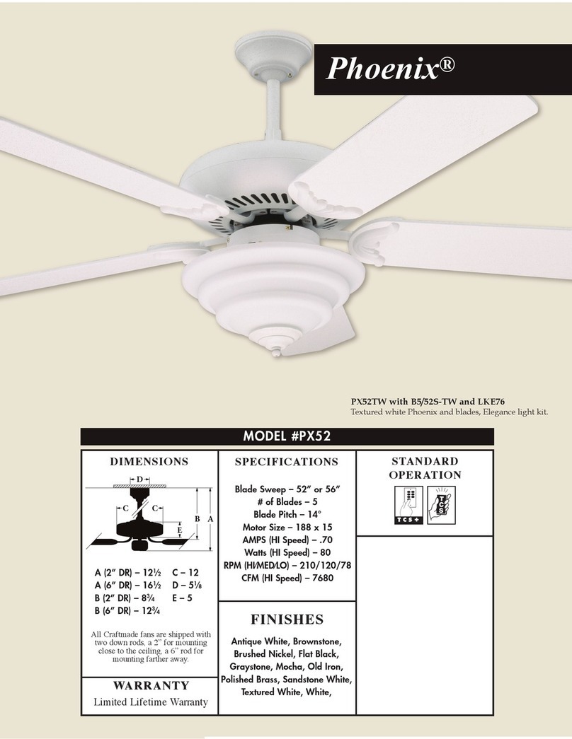 Craftmade Phoenix PX52 Specifications Craftmade Phoenix PX52 Specifications