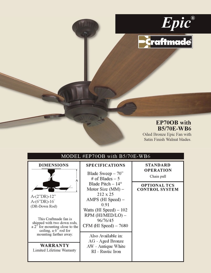 Craftmade Epic EP70 Specifications