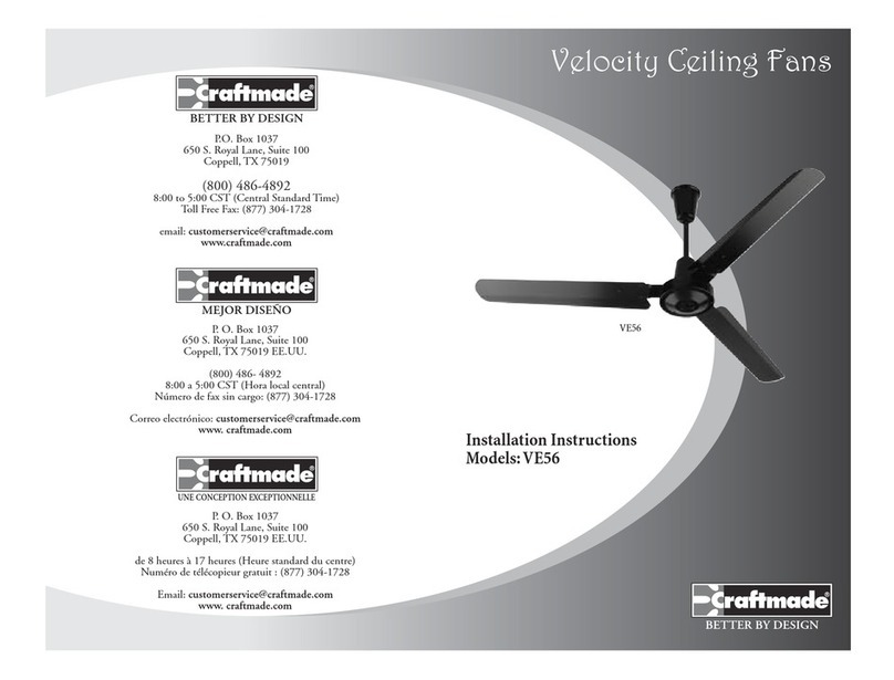 Craftmade Velocity VE56 installation instructions