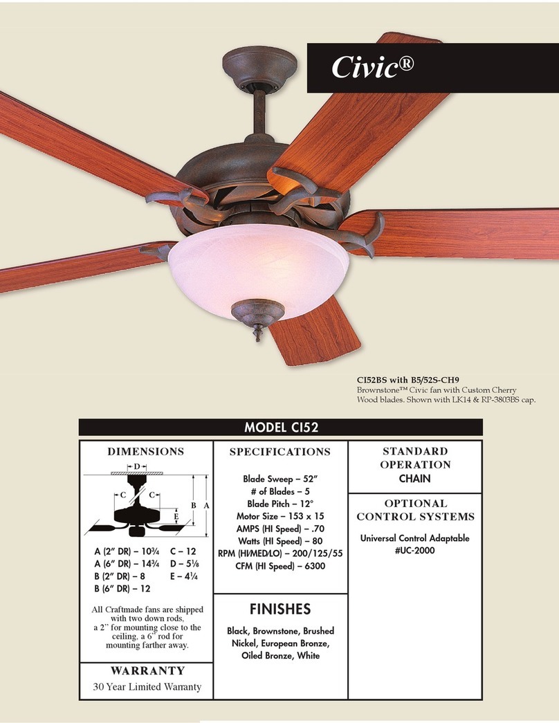 Craftmade Civic CI52 Specifications