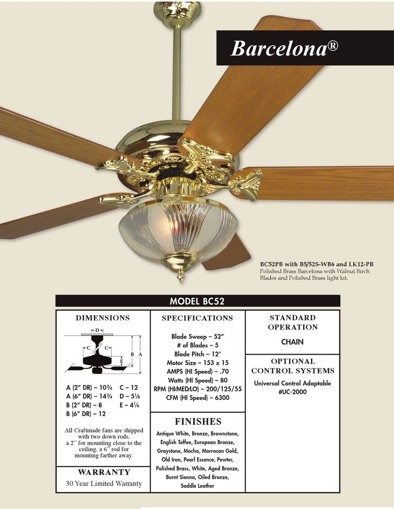 Craftmade Barcelona BC52 Specifications