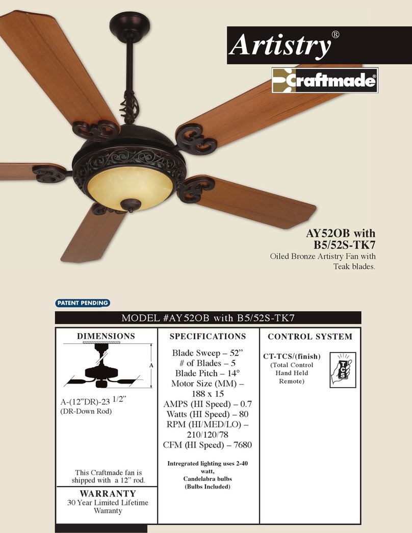 Craftmade Artistry AY56 Specifications Craftmade Artistry AY56 Specifications