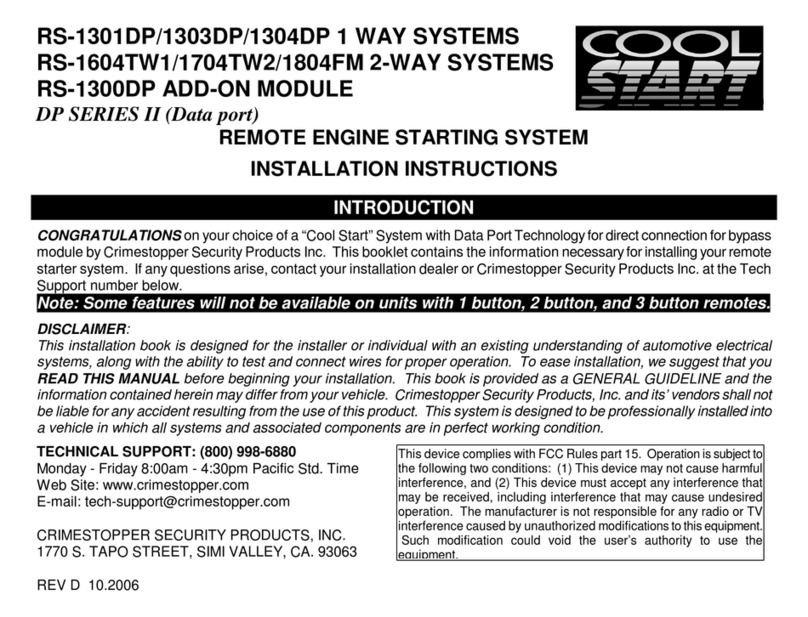 CrimeStopper Cool Start RS-1300DP User manual