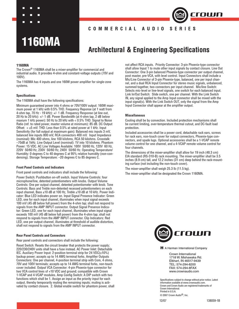 Crown 1160MA User manual