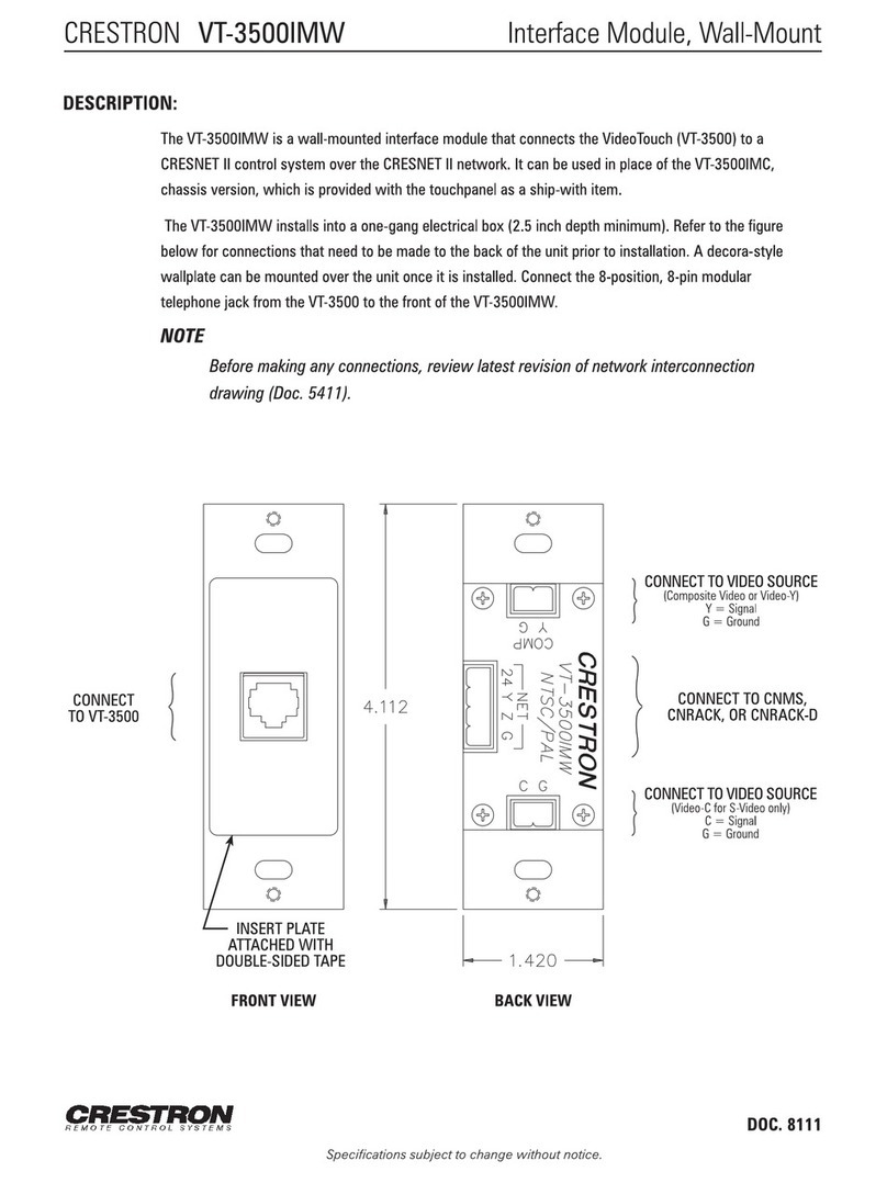 Crestron VT-3500IMW Instruction Manual