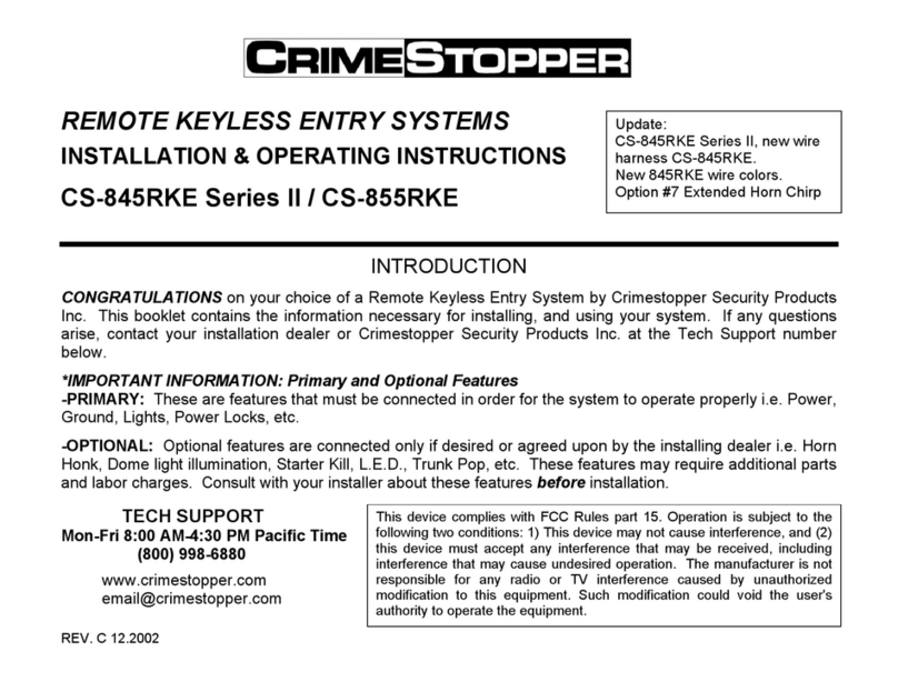 CrimeStopper CS-845.RKE.II Installation and operating instructions CrimeStopper CS-845.RKE.II Installation and operating instructions