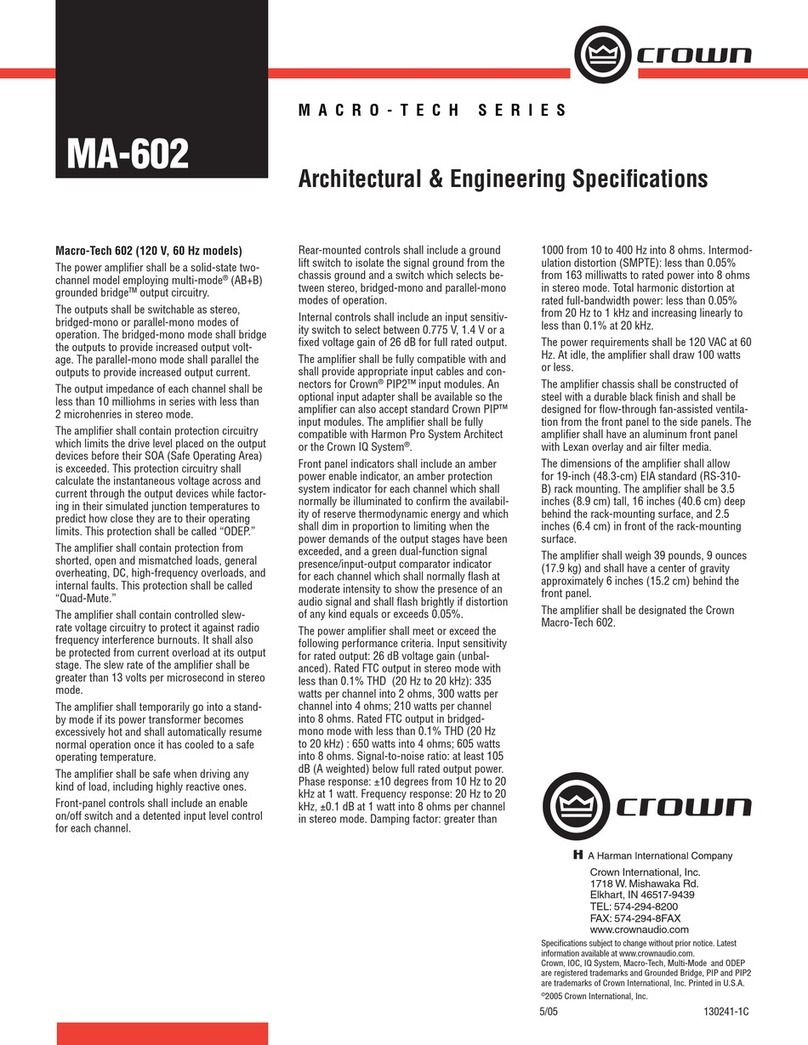 Crown Macro-Tech MA-602 User manual Crown Macro-Tech MA-602 User manual