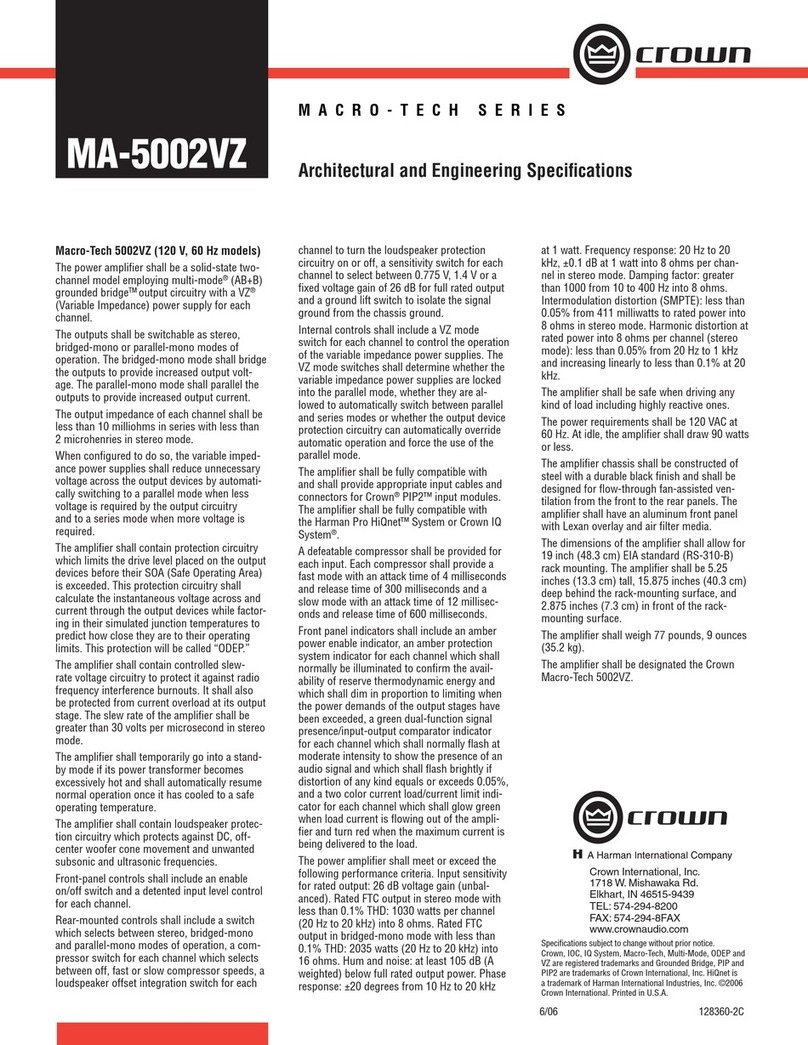 Crown Macro-Tech MA-5002VZ User manual