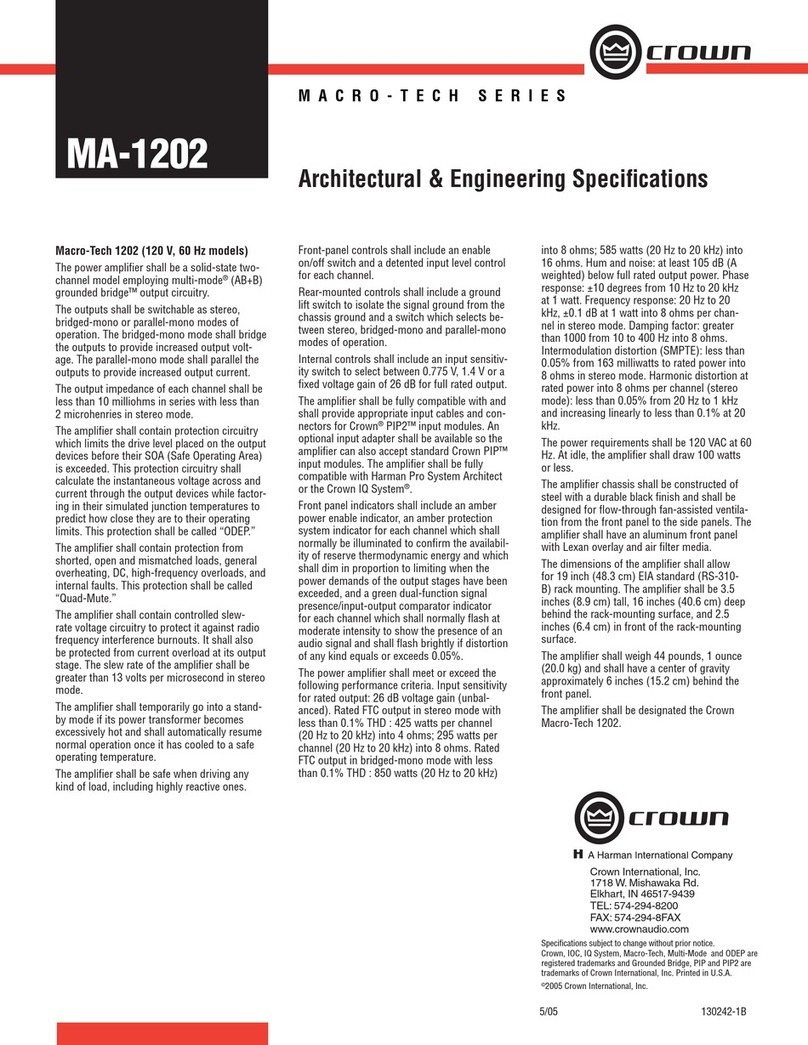 Crown Macro-Tech MA-1202 User manual