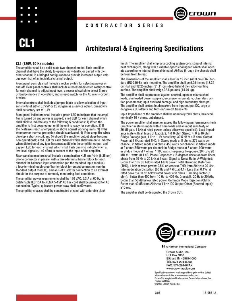 Crown CL1 Architectural & engineering specifications