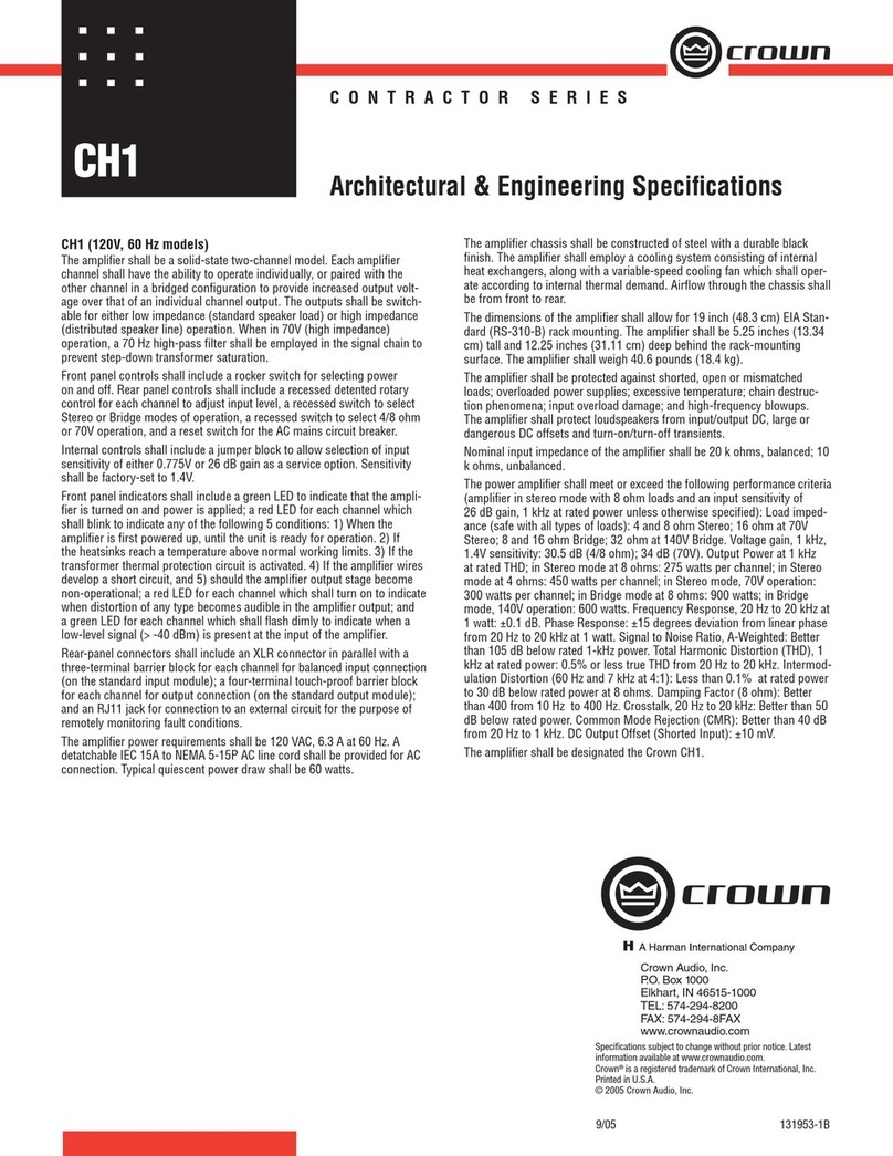 Crown CH1 Architectural & engineering specifications