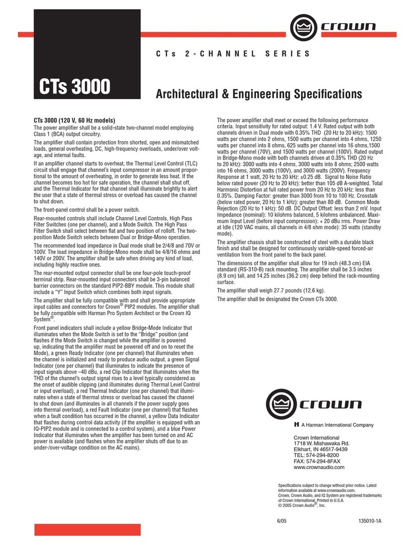 Crown CTS SERIES CTS 3000 Specifications