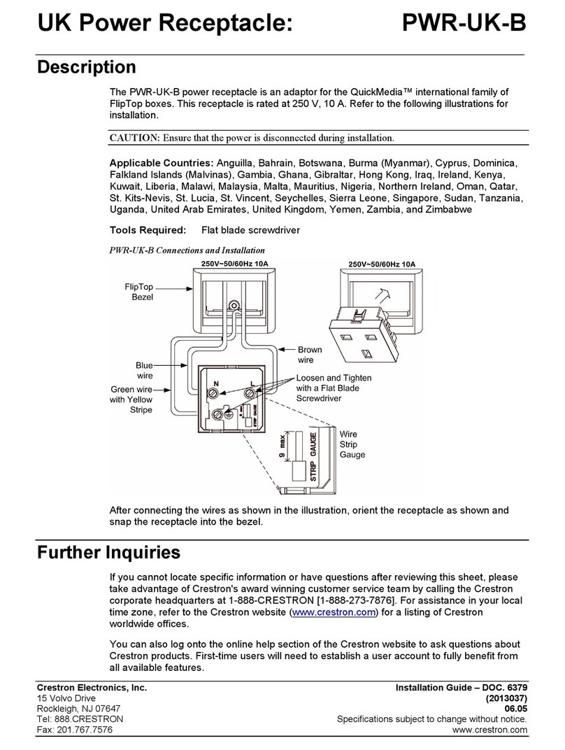 Crestron PWR-UK-B installation guide