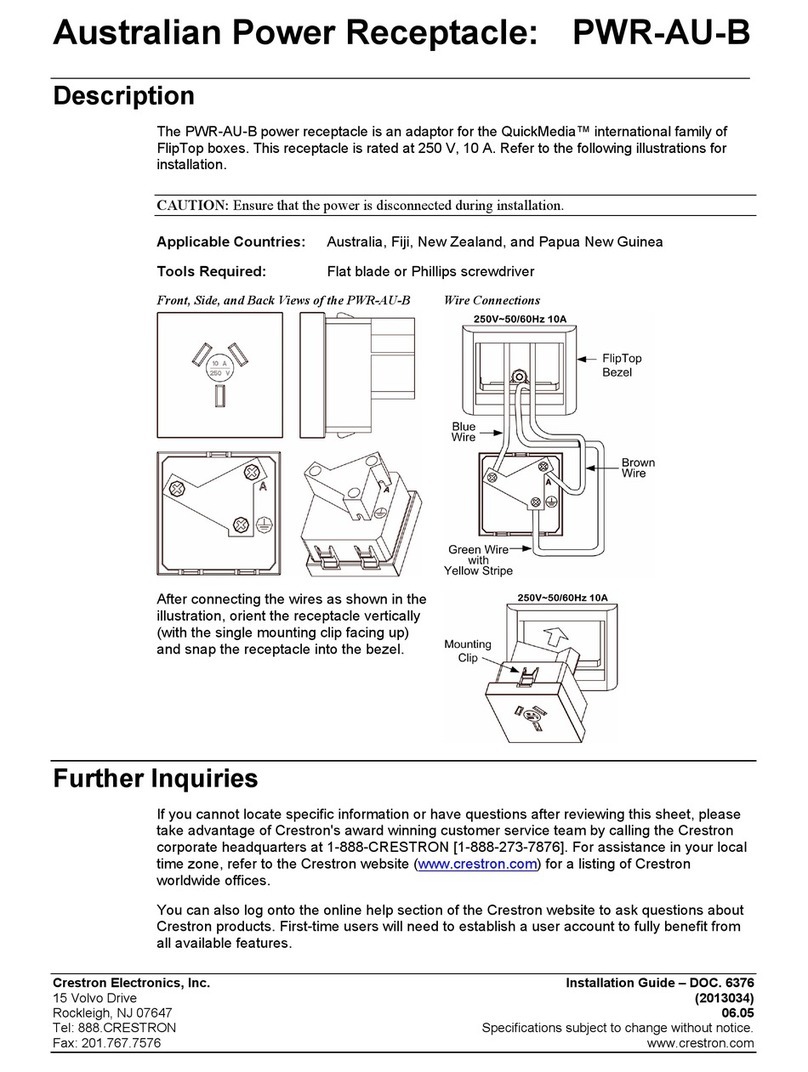 Crestron PWR-AU-B installation guide