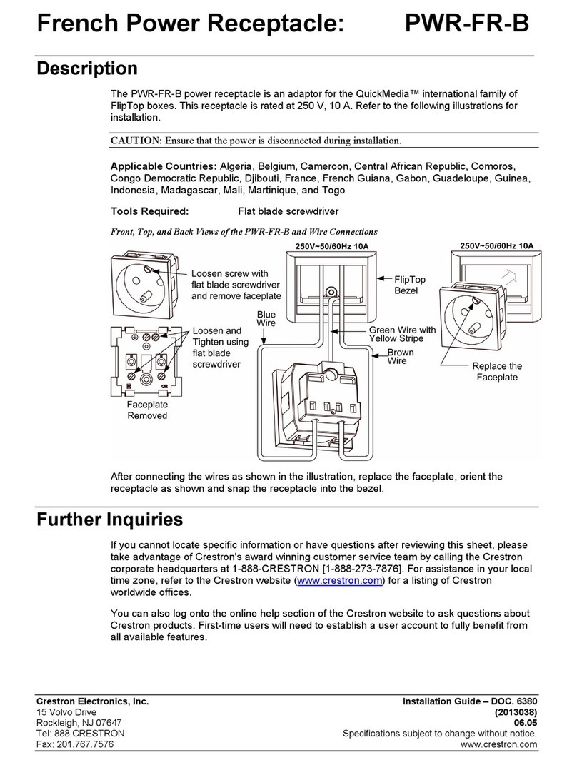 Crestron PWR-FR-B installation guide