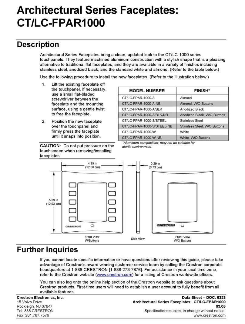 Crestron CT/LC-FPAR1000 User manual