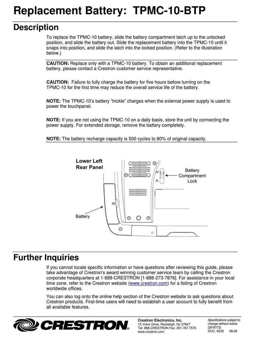 Crestron TPMC-10-BTP Parts list manual