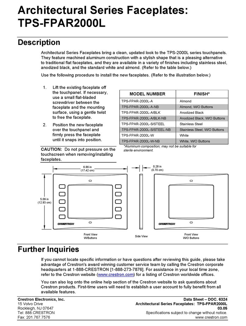 Crestron TPS-FPAR2000L datasheet