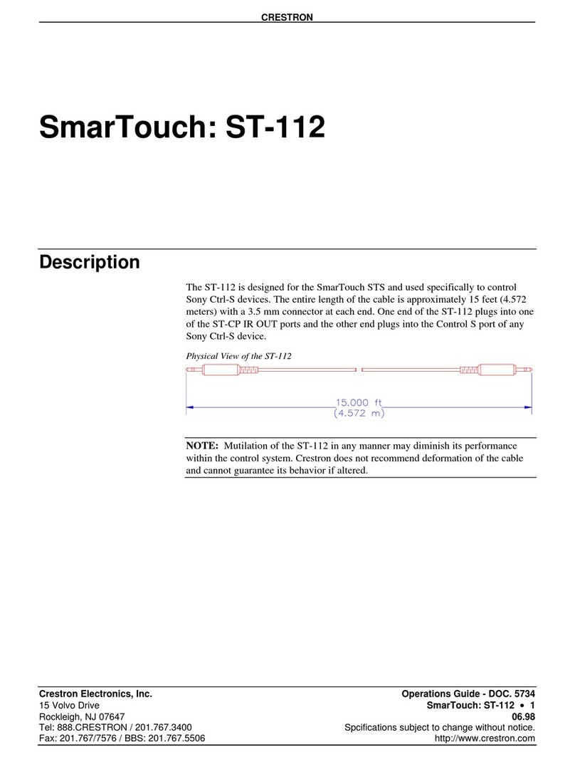 Crestron SmarTouch ST-112 User manual Crestron SmarTouch ST-112 User manual